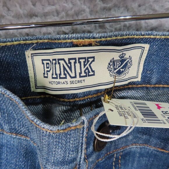 Victorias Secret PINK Jeans Womens 12 Blue Bootcut Y2K Mid Rise Denim NEW - Picture 11 of 15